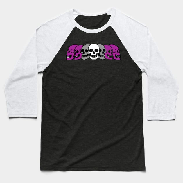 Pride Skulls Graysexual Baseball T-Shirt by FilthyAnimals